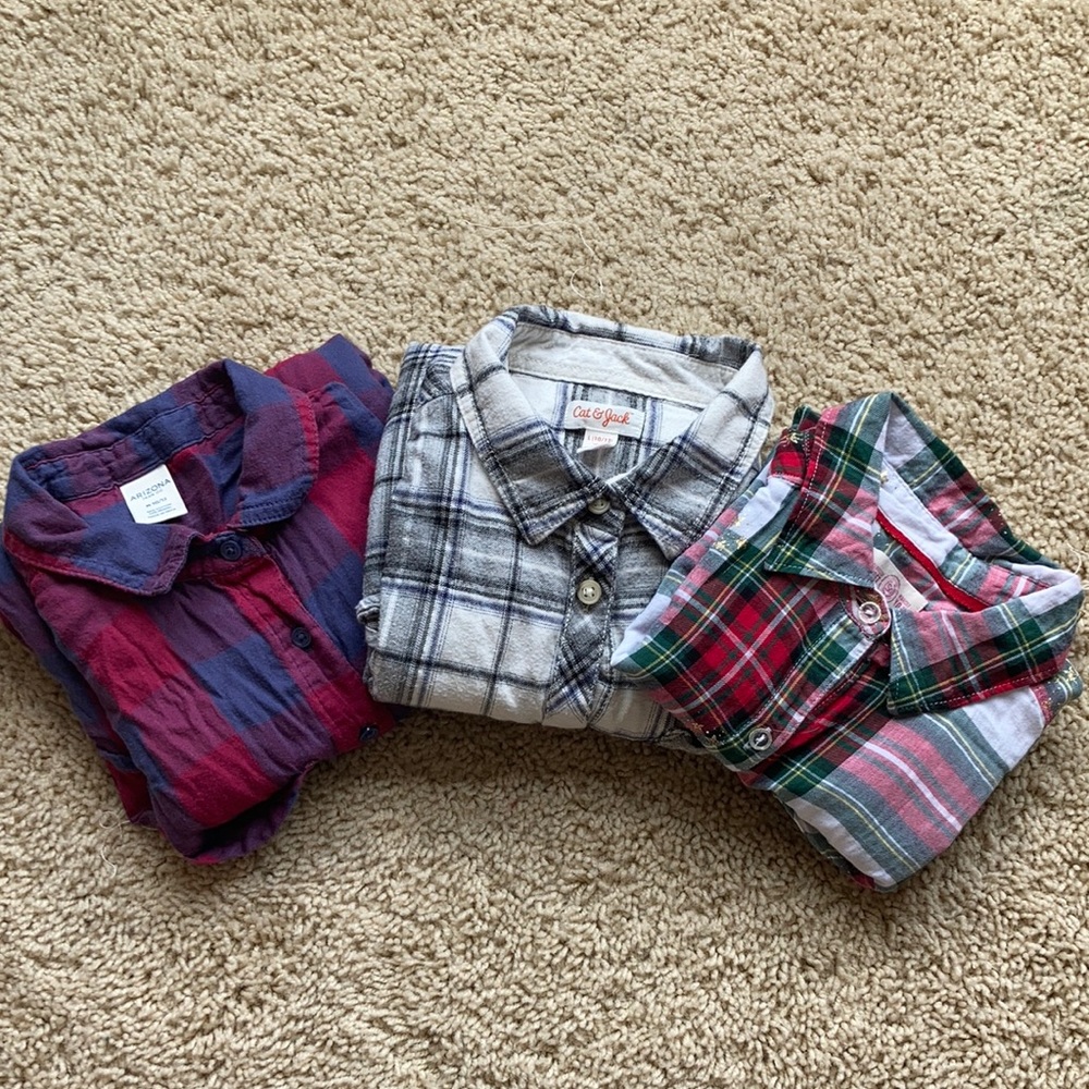 Set of three youth size 10 flannels